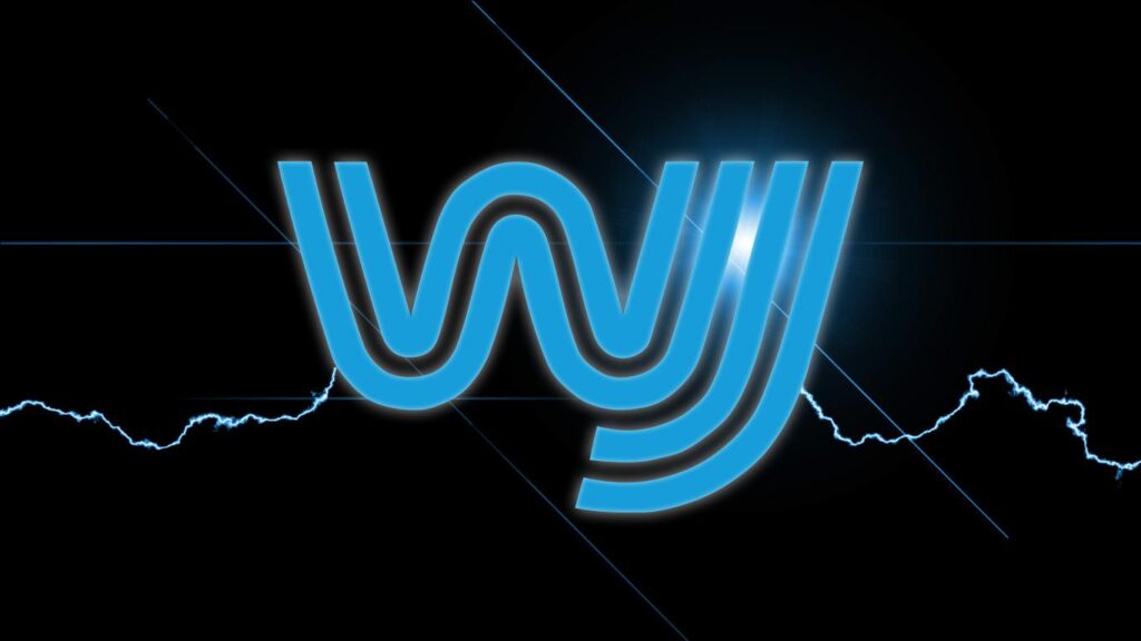 Blue logo on black background | electric dewatering