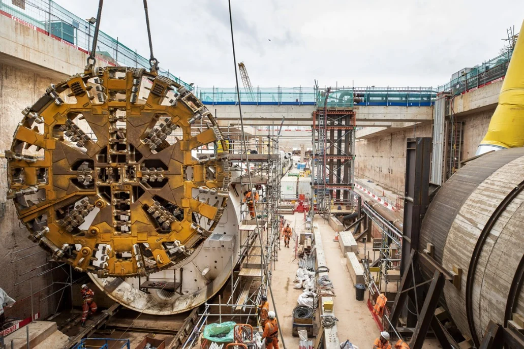 Tunnel construction with large machinery. Bromford Tunnel.