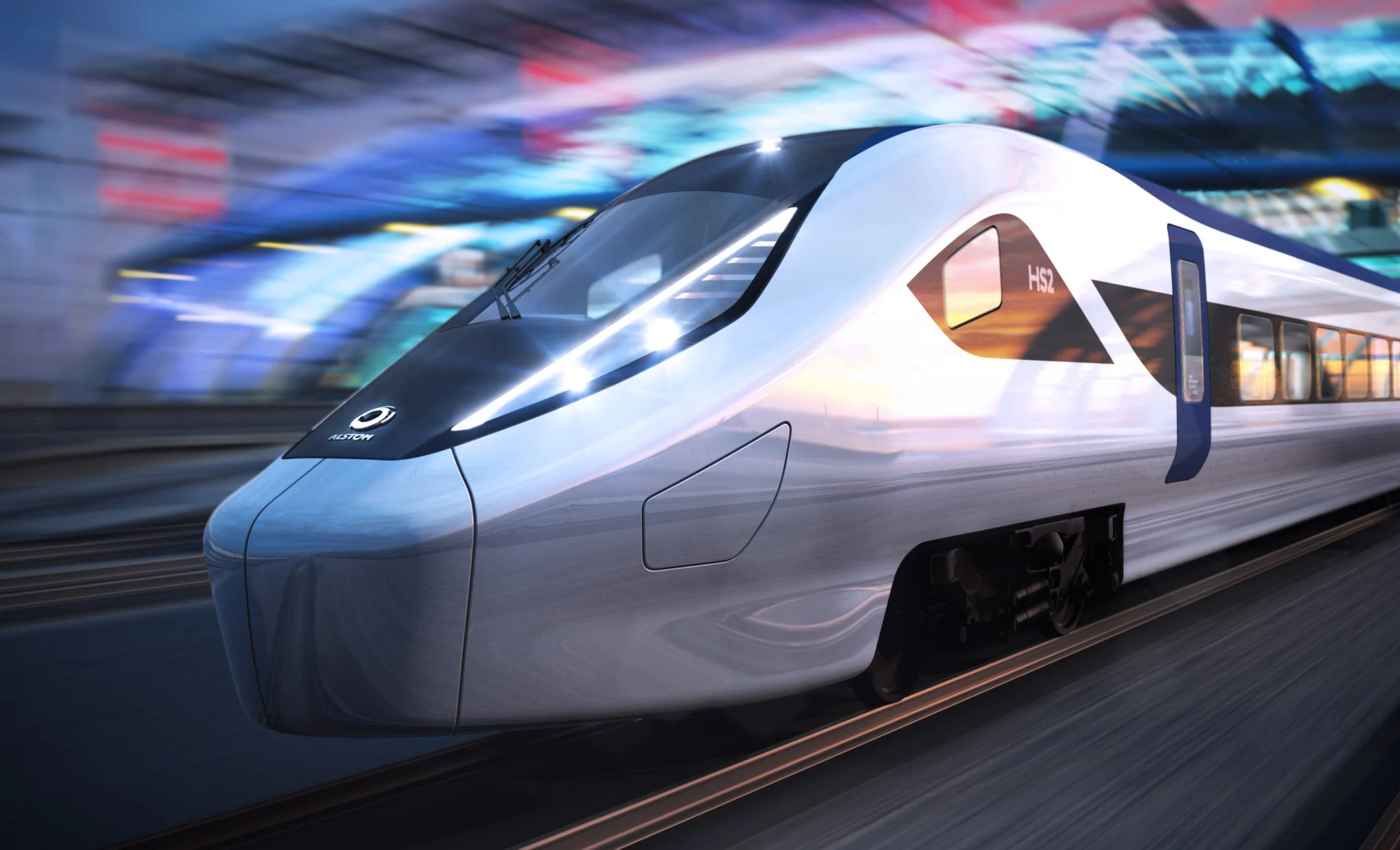 Futuristic high-speed train in motion